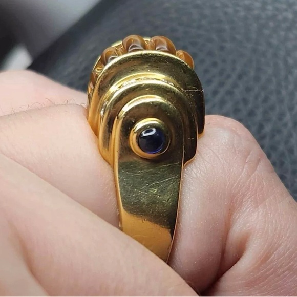 Lagos Caviar 18K Yellow Gold Citrine Diamond sapphire cabochon Ring size 8 - Picture 9 of 13